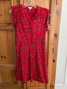 Shoshanna Red Floral Silk Dress